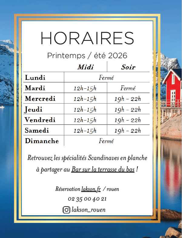 Horaires Lakson Rouen mai 2026